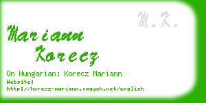 mariann korecz business card